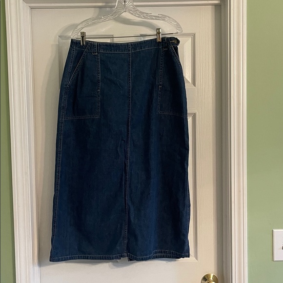 Vintage LizWear 90s Denim Maxi Skirt-Sz 14 P - Picture 1 of 6